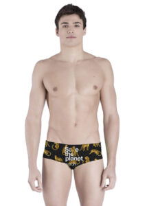 Akron Men's Save The Leopard 14cm Trainer Swim Trunk - Black / Yellow