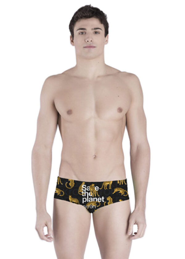 Akron Men's Save The Leopard 14cm Trainer Swim Trunk - Black / Yellow-0