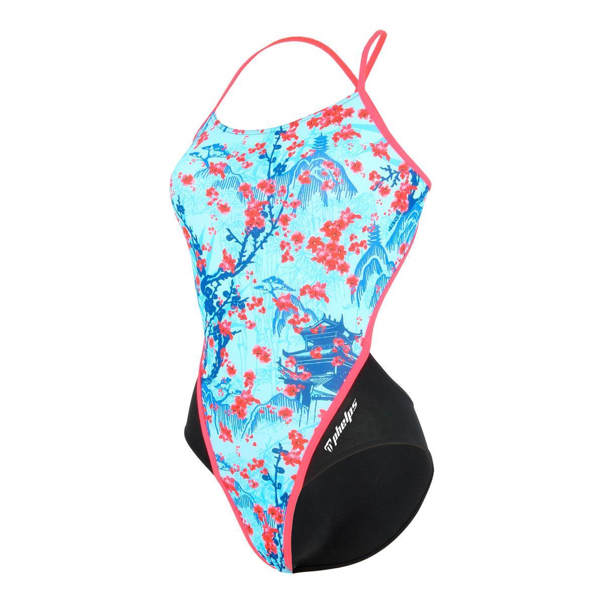 Phelps Womens Sakura Openback Swimsuit - Multi-0