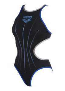 Arena Women's One Electric Swimsuit - Black / Neon Blue / Silver