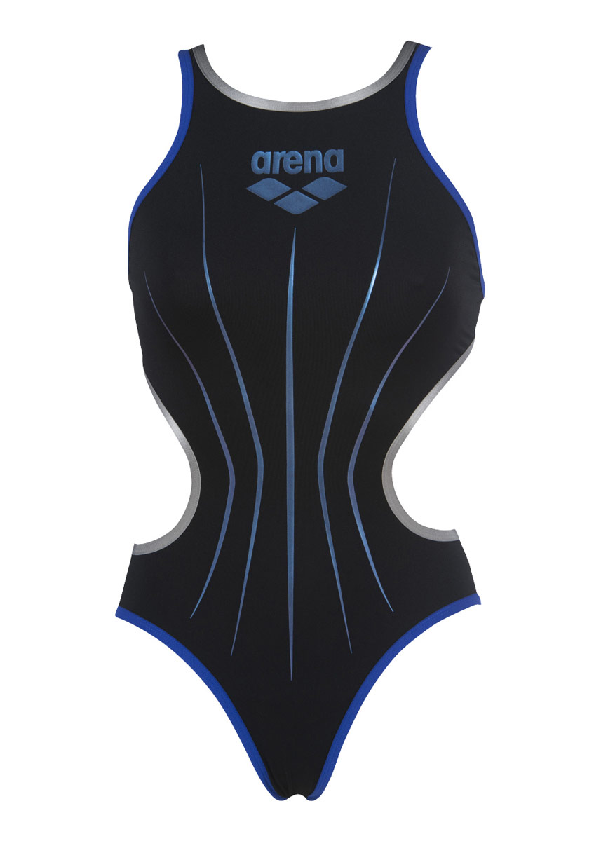 Arena Women's One Electric Swimsuit - Black / Neon Blue / Silver-542115