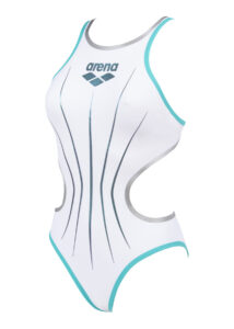 Arena Girl's One Electric Swimsuit - White / Mint / Silver