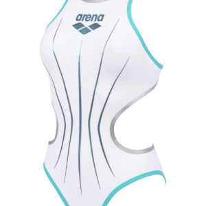 Arena Girl's One Electric Swimsuit - White / Mint / Silver-0