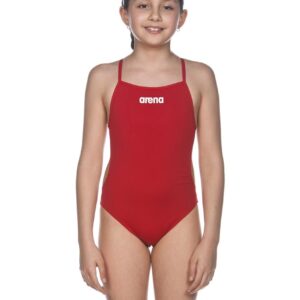 Arena Girl's Solid Lightech Swimsuit - Red / White-0