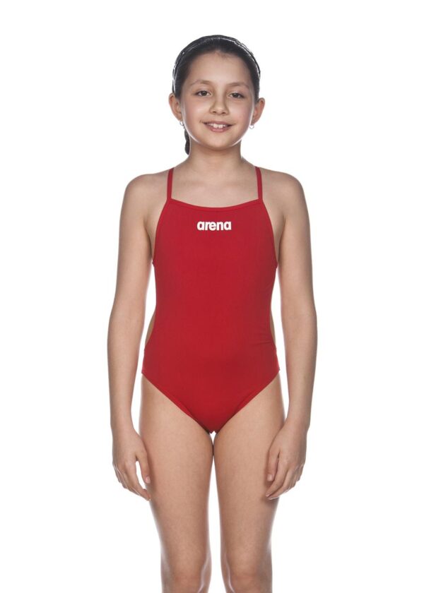Arena Girl's Solid Lightech Swimsuit - Red / White-0