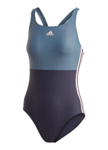 Adidas Womens SH3.RO Colour Block 3-Stripes Swimsuit - Blue