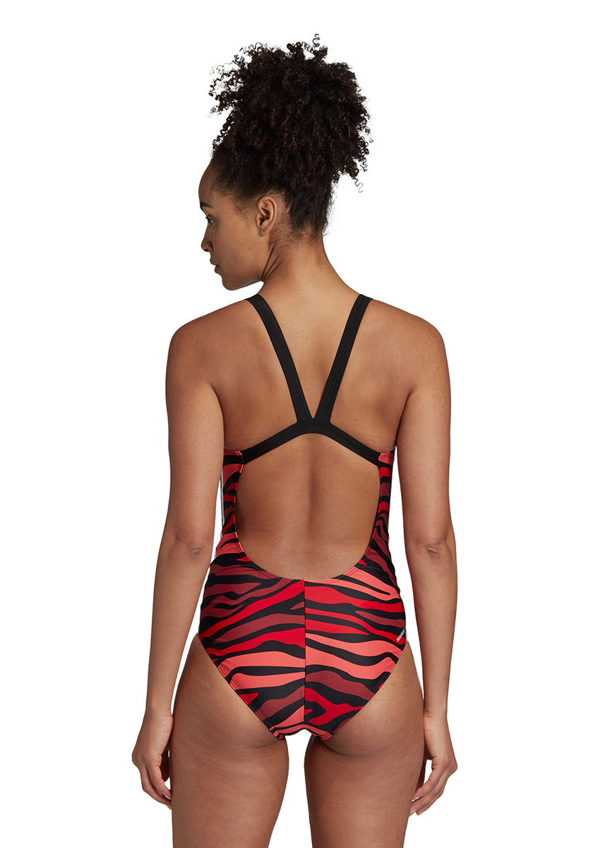 Adidas Womens SH3.RO Wild 3-Stripes Swimsuit - Red-542812