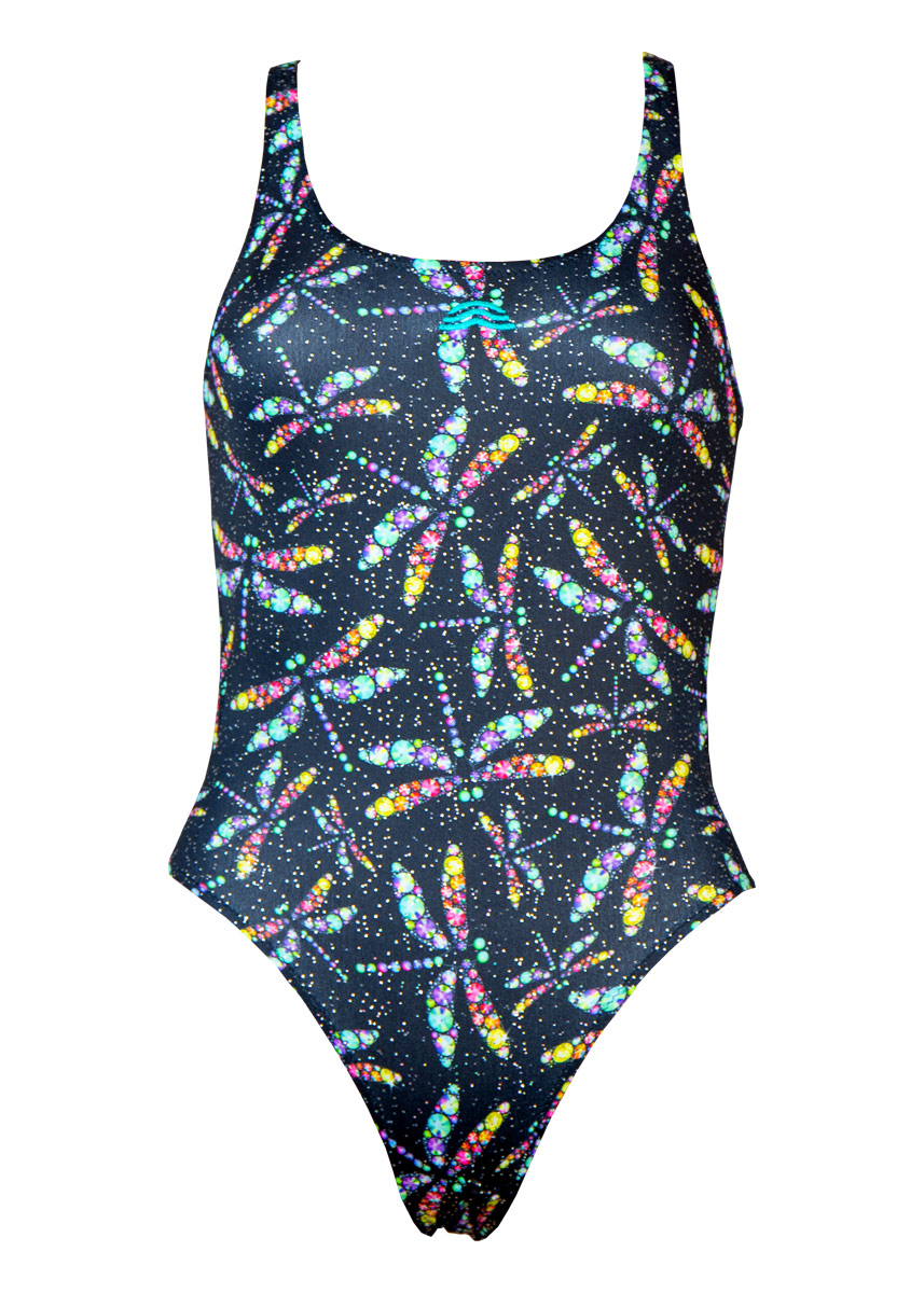 Aquarapid Girl's Dragonfly One Piece Swimsuit - Black/Multi-543383