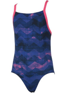 Adidas Girl's Allover Print Swimsuit - Blue