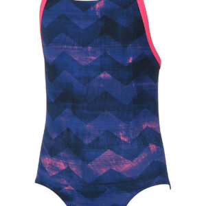 Adidas Girl's Allover Print Swimsuit - Blue-0