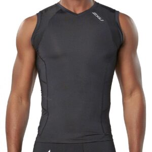 2XU Men's Compression Sleeveless Top - Black/Black-0