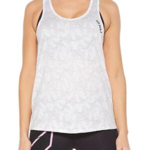 2XU Women's Ghost Sleeveless Singlet - Butterfly Effect White-0