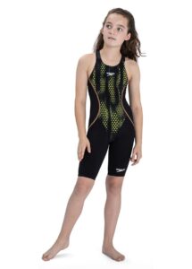 Speedo Girl's Fastskin Junior LZR Racer X Openback Kneesuit - Black / Fluo Yellow