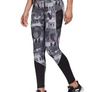 Adidas Alphaskin Tight - Glory Grey / Print / Signal Pink-0