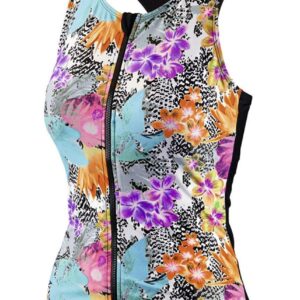 Beco Regular Fit BEsuit Tankini Swimsuit Top D-Cup - Orange / Blue-0