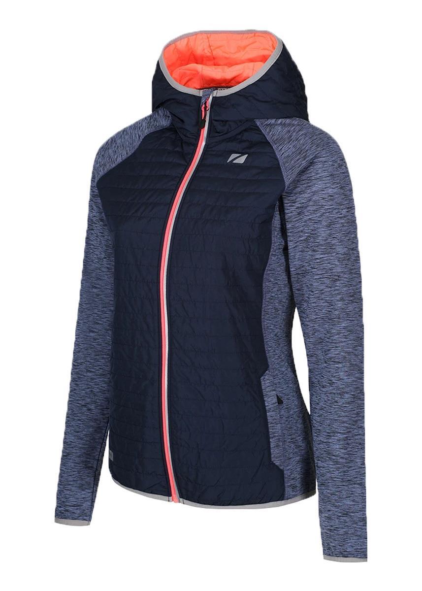 Zone3 Women's Hybrid Puffa Quilted Jacket - Petrol Blue/ Coral-0