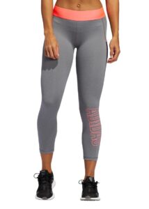 Adidas Womens Alphaskin 7/8 Leggings - Dark Grey Heather / Signal Pink / Coral
