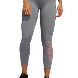 Adidas Womens Alphaskin 7/8 Leggings - Dark Grey Heather / Signal Pink / Coral-0