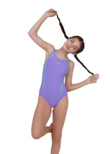 Speedo Girl's Boomstar Splice Flyback Swimsuit - Purple/Green