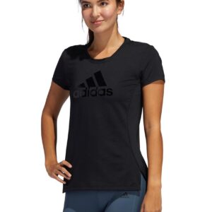 Adidas Womens Glam On Badge Of Sport Logo T-shirt - Black / Black-0