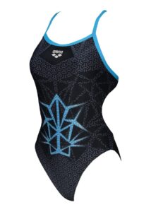 Arena Girl's Bishamon Challenge Back One Piece - Black/ Turquoise
