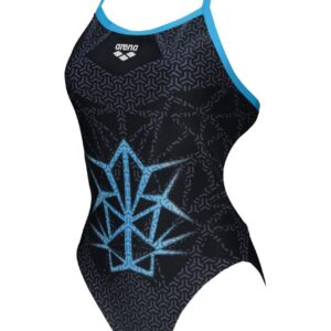 Arena Girl's Bishamon Challenge Back One Piece - Black/ Turquoise-0