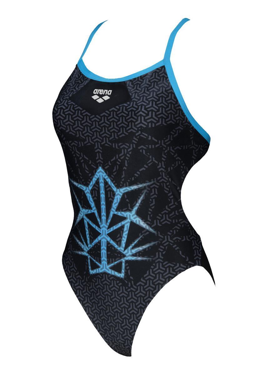 Arena Girl's Bishamon Challenge Back One Piece - Black/ Turquoise-0
