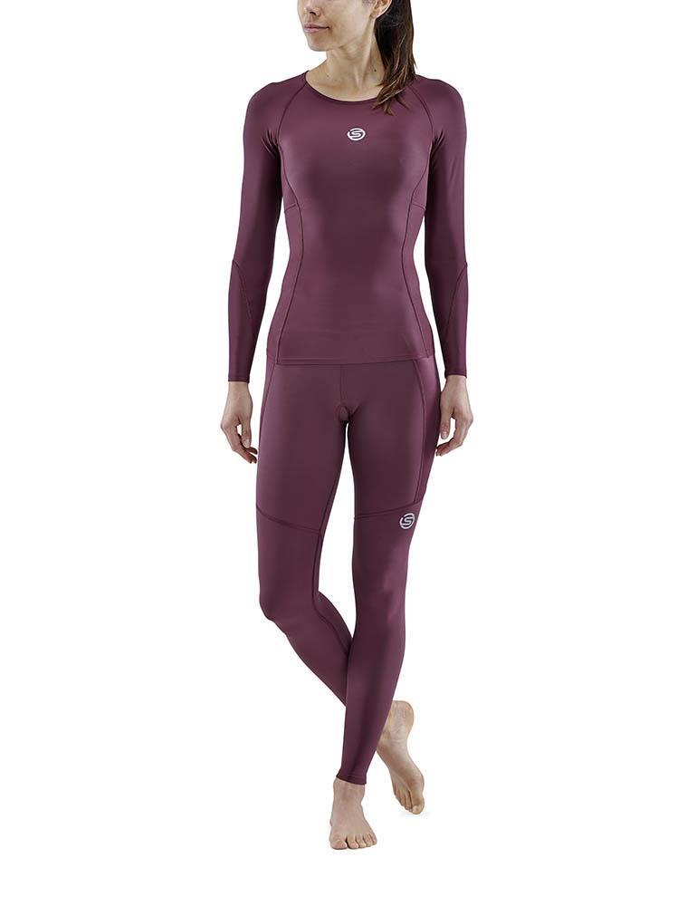 SKINS Series-3 Womens Long Sleeve Top - Burgundy-547946