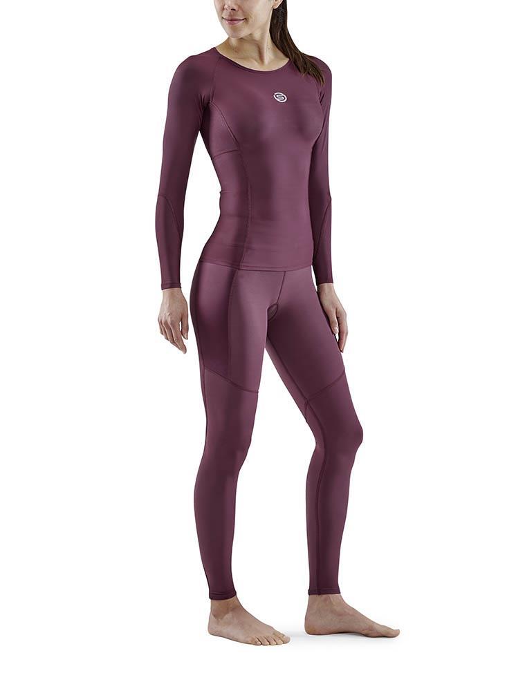 SKINS Series-3 Womens Long Sleeve Top - Burgundy-547947