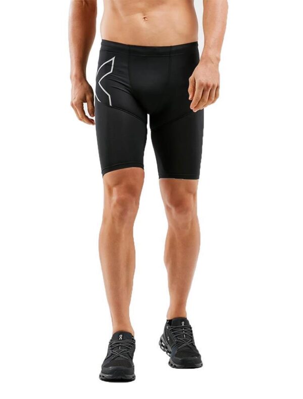 2XU Men's Aero Vent Compression Shorts - Black/ Silver-0