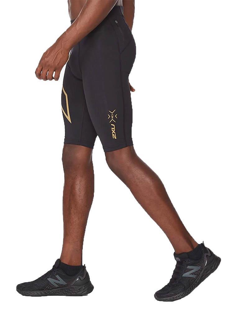 2XU Men's Light Speed Compression Shorts - Black/ Gold-548239