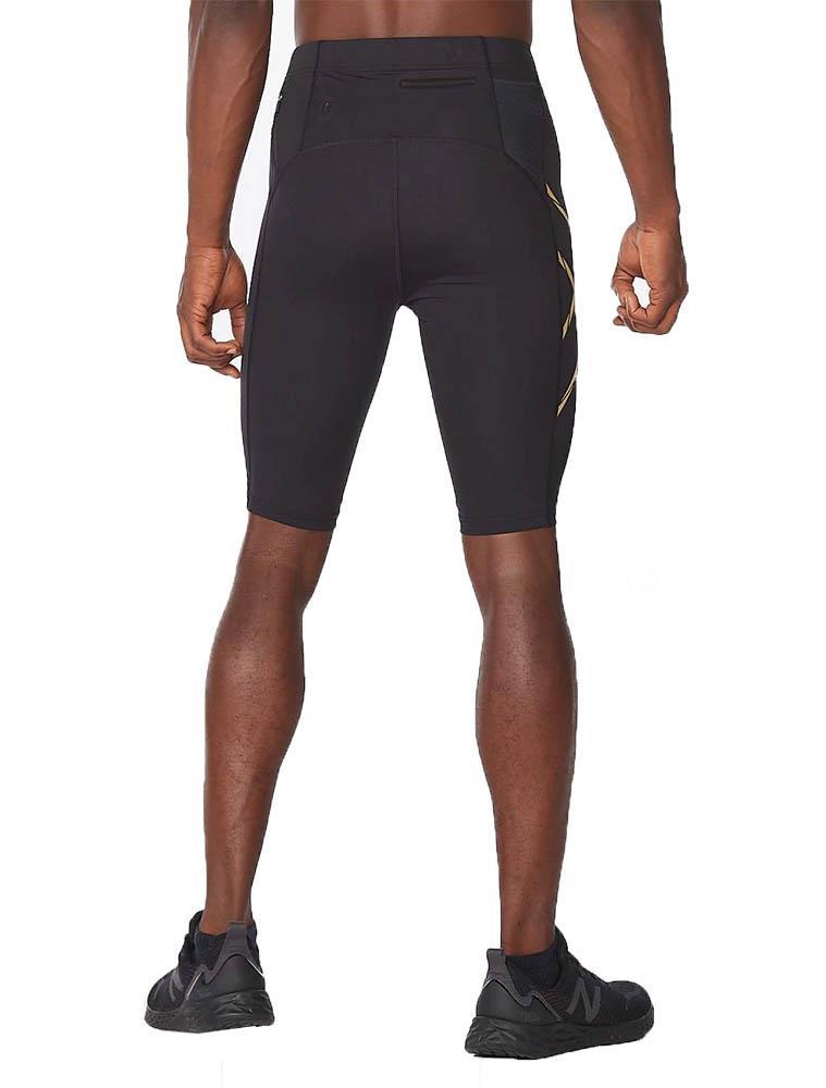 2XU Men's Light Speed Compression Shorts - Black/ Gold-brand