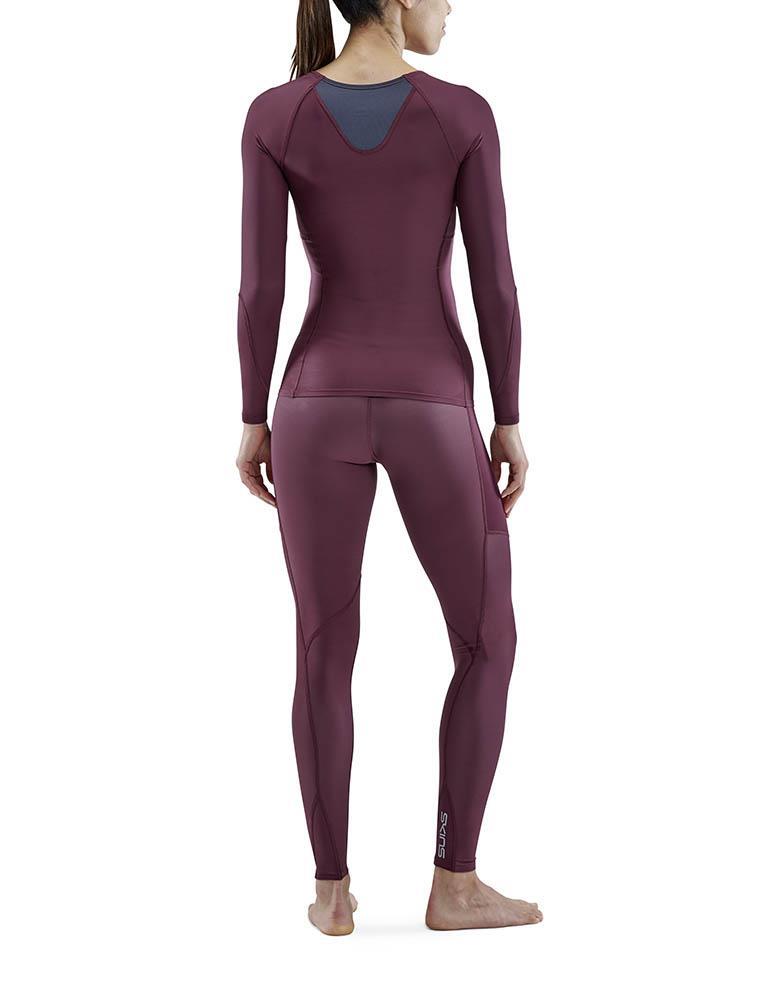 SKINS Series-3 Womens Long Sleeve Top - Burgundy-brand