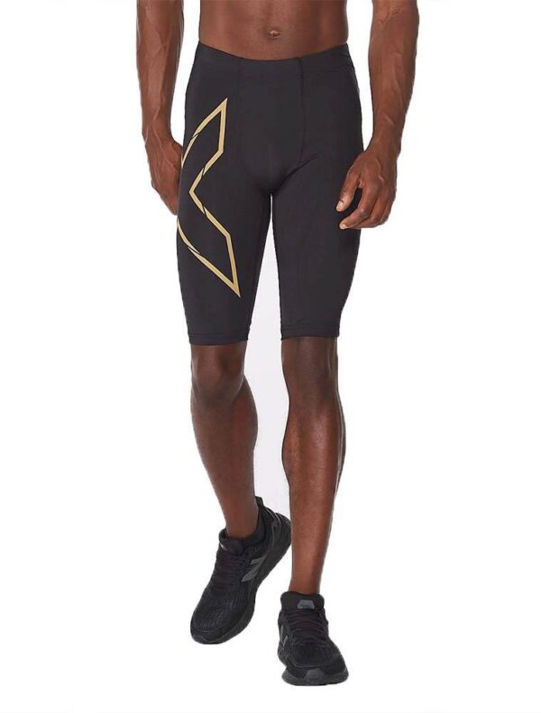 2XU Men's Light Speed Compression Shorts - Black/ Gold-0