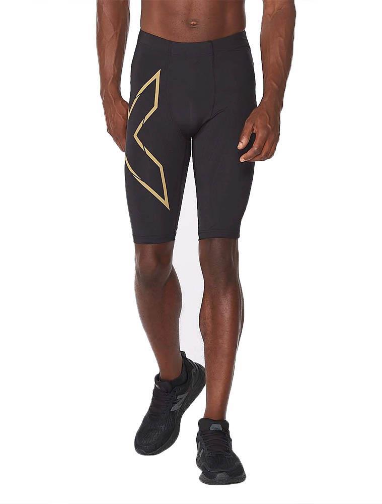 2XU Men's Light Speed Compression Shorts - Black/ Gold-0