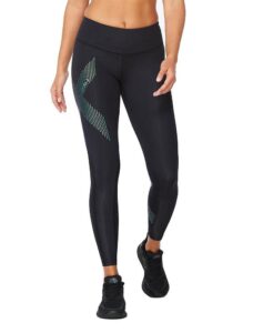 2XU Women's Motion Mid-Rise Compression Tights - Black / Cloud Blue