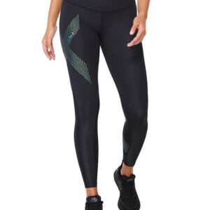 2XU Women's Motion Mid-Rise Compression Tights - Black / Cloud Blue-0