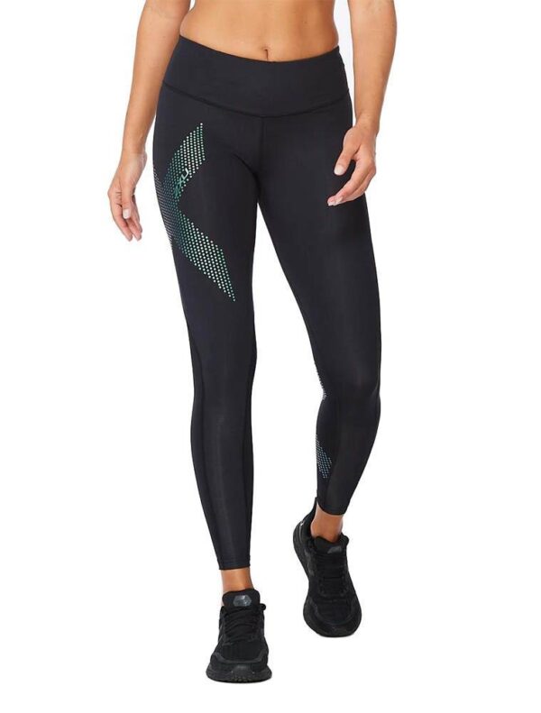 2XU Women's Motion Mid-Rise Compression Tights - Black / Cloud Blue-0