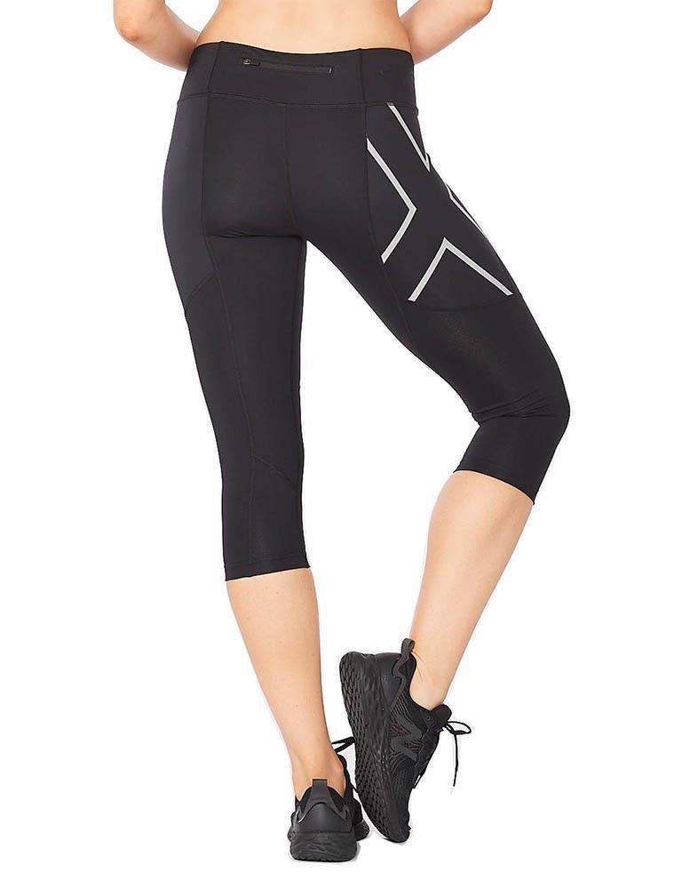 2XU Women's Aero Vent Mid-Rise Compression 3/4 Tights - Black / Silver Reflective-brand