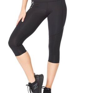 2XU Women's Aero Vent Mid-Rise Compression 3/4 Tights - Black / Silver Reflective-0