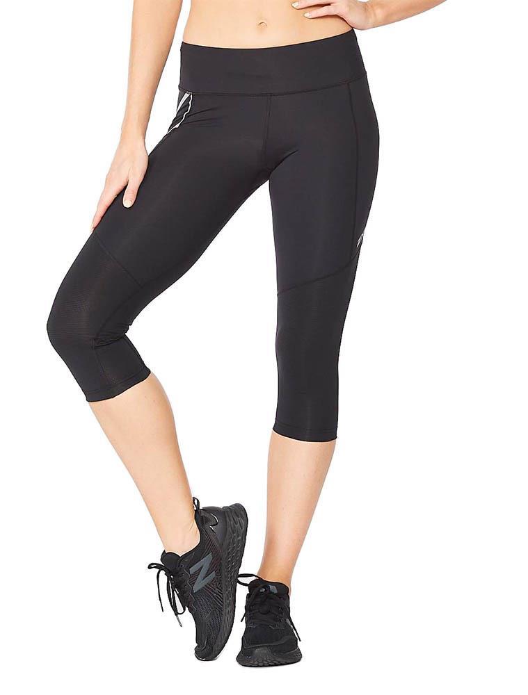 2XU Women's Aero Vent Mid-Rise Compression 3/4 Tights - Black / Silver Reflective-0