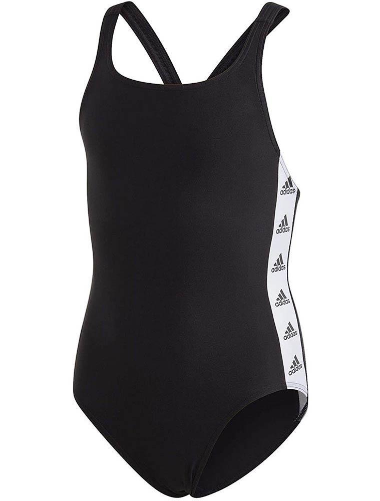Adidas Girl's YG Tape Swimsuit - Black-0