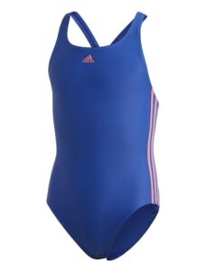 Adidas Girl's Fit Suit 3 Stripe Swimsuit - Royal Blue