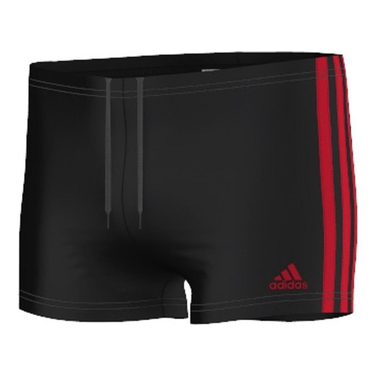 Adidas Boys 3-Stripes Swim Shorts - Black / Scarlet-0