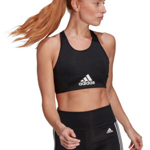 Adidas Women's Aeroready Designed 2 Move Logo Padded Sports Bra Top - Black-0