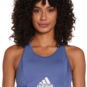Adidas Women's Aeroready Designed 2 Move Logo Padded Sports Bra Top - Violet-0