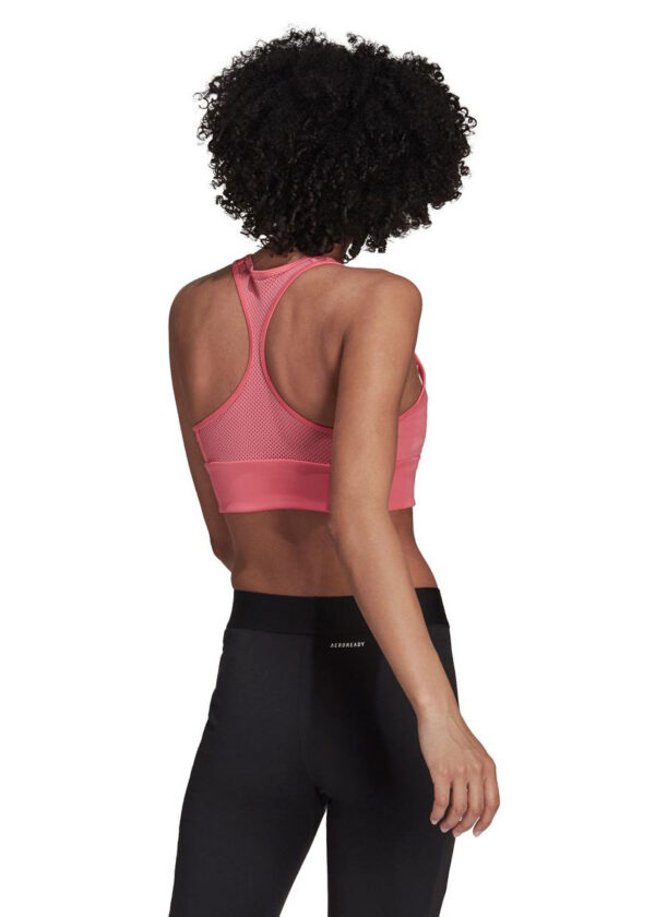 Adidas Women’s Aeroready Designed 2 Move Logo Padded Sports Bra Top – Rose