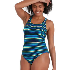 Speedo Printed Medalist Swimsuit - True Navy/Beautiful Blue/Hypersonic/Swell Green/Zest Green