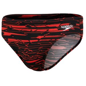 Speedo Mens Allover 7cm Brief - Black / Dragonfire Orange-0