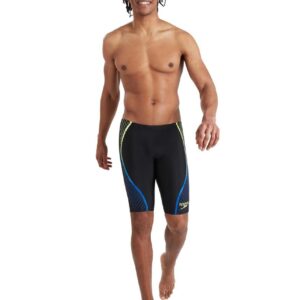 Speedo Printed V-Front Jammer - Black/Beautiful Blue/Lazor Lemon-0